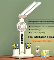 Rechargeable Tabel lamp with fan and clock